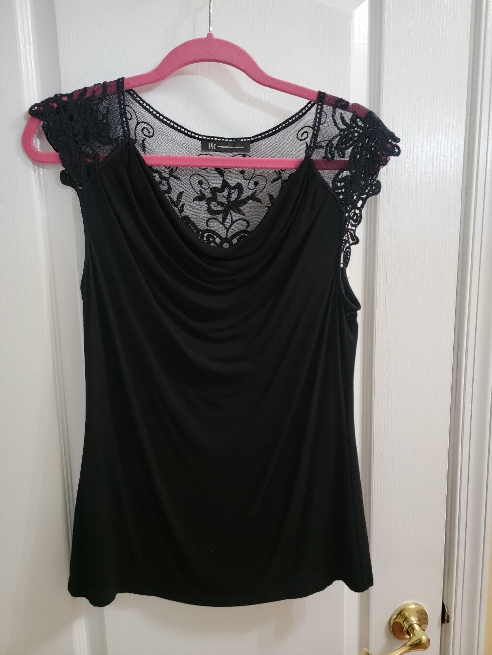 INC Sleeveless Black Lace Top